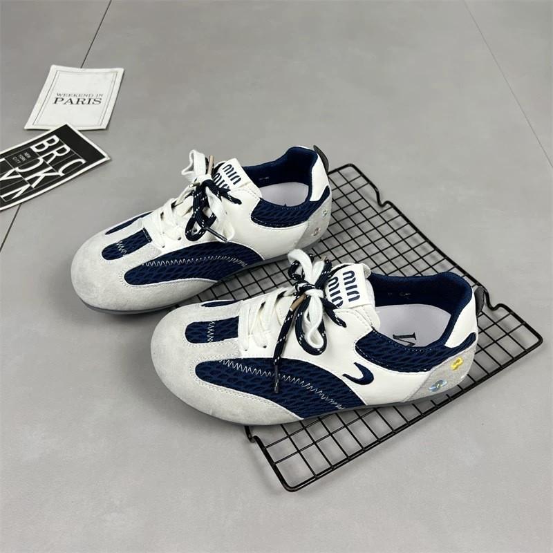 

Retro color matching platform flower German training shoes women s 2025 new mesh breathable versatile sports and leisure Forrest Gump shoes 35 синий