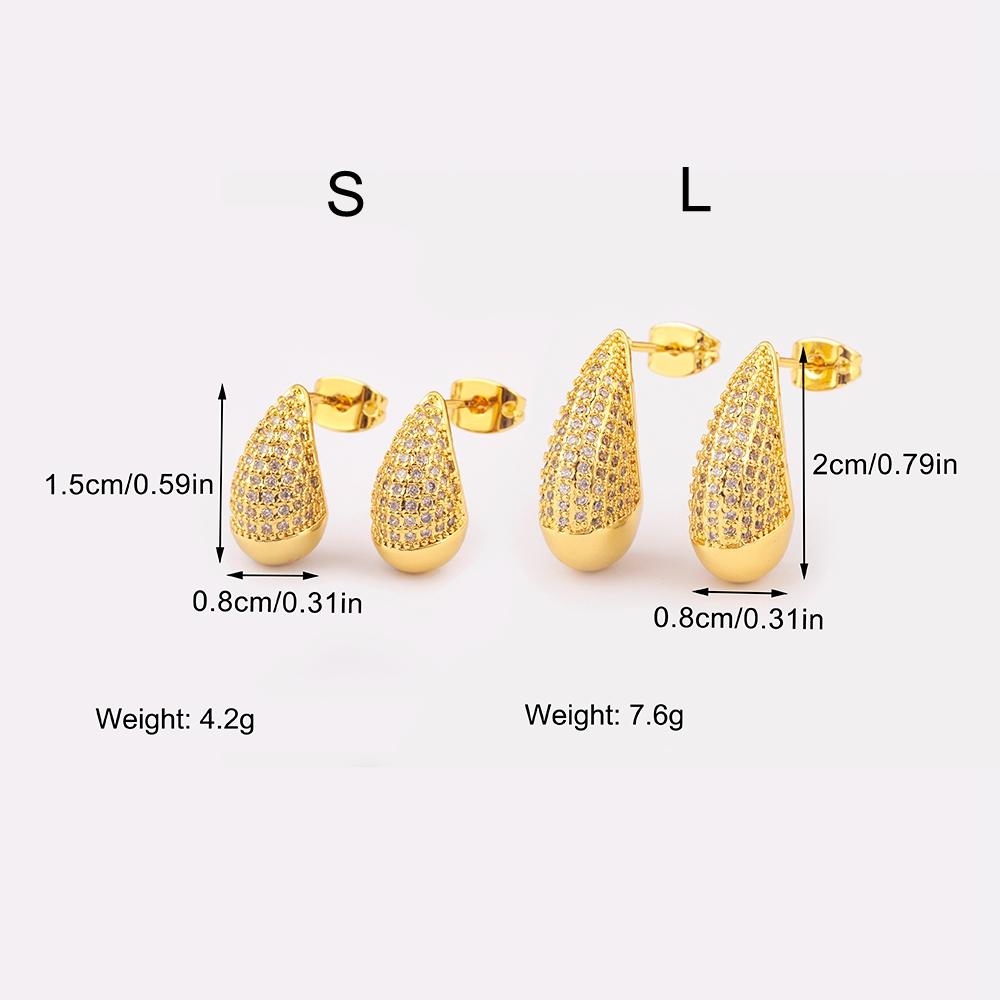 Nidin Klassisch Neues Design Wassertropfenform Funkelnder Zirkon Charms Ohrringe S/L Größen Auswahl Für Damen Feiner Ohrschmuck Zubehör