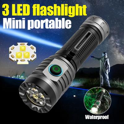High Bright 3*LED Strong Light Mini Rechargeable Portable Torch Outdoor Aluminum Alloy Tactical Flashlight with Pen Clip