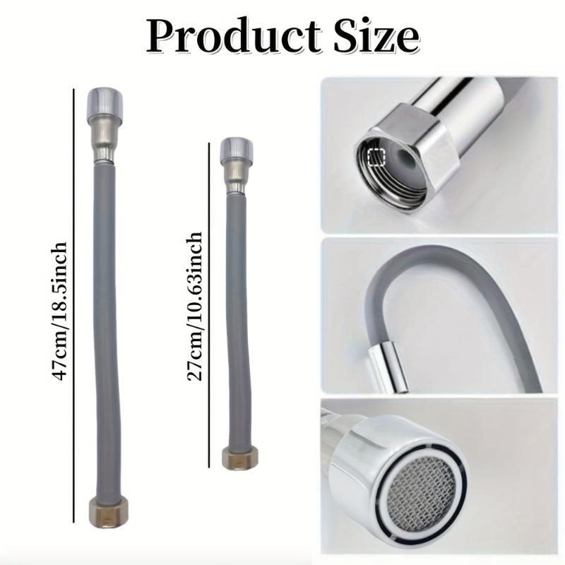 Flexible Faucet Extender 30/50cm Flexible Outlet Hose 360° Rotation Flexible Fixation 201 Stainless Steel And Plastic Structure