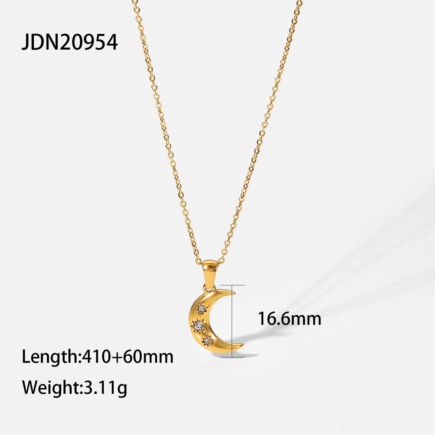 The same item is decorated with 18K gold-plated stainless steel inlaid with three zircon moon pendant necklace rose gold.