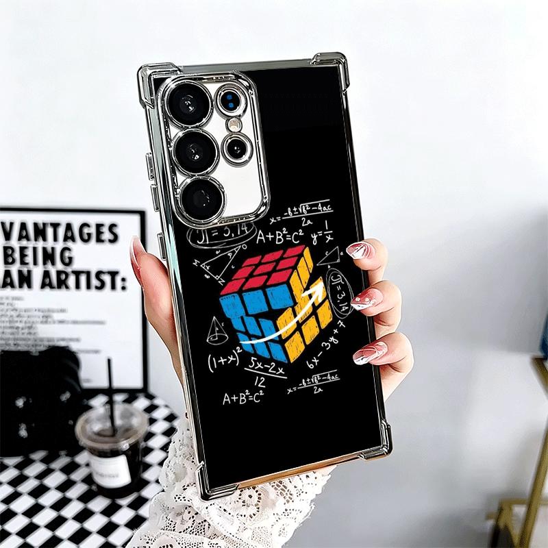 Rubik Cube Formula Spoofs Math Soft Phone Case For Samsung Galaxy S26 Ultra S25 Edge S24 FE S23 Plus S22 S21 + S20 Plating Anti-