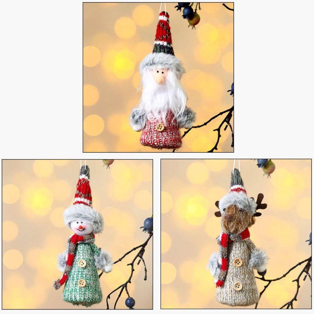 2pcs Colorful Christmas Tree Hanging Pendant Unique Santa Claus Figurine Christmas Plush Dolls Prop