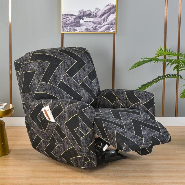 Printed Elastic Recliner Sofa Cover Soft Stretch Single Sofa Covers For Living Room Pets Kid Split Functional Lounger Chair Case