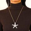 Exaggerated Metal Big Starfish Pendant Necklace for Women Punk Hip Hop Handmade Long Sweater Chain Necklaces Jewelry Accessories