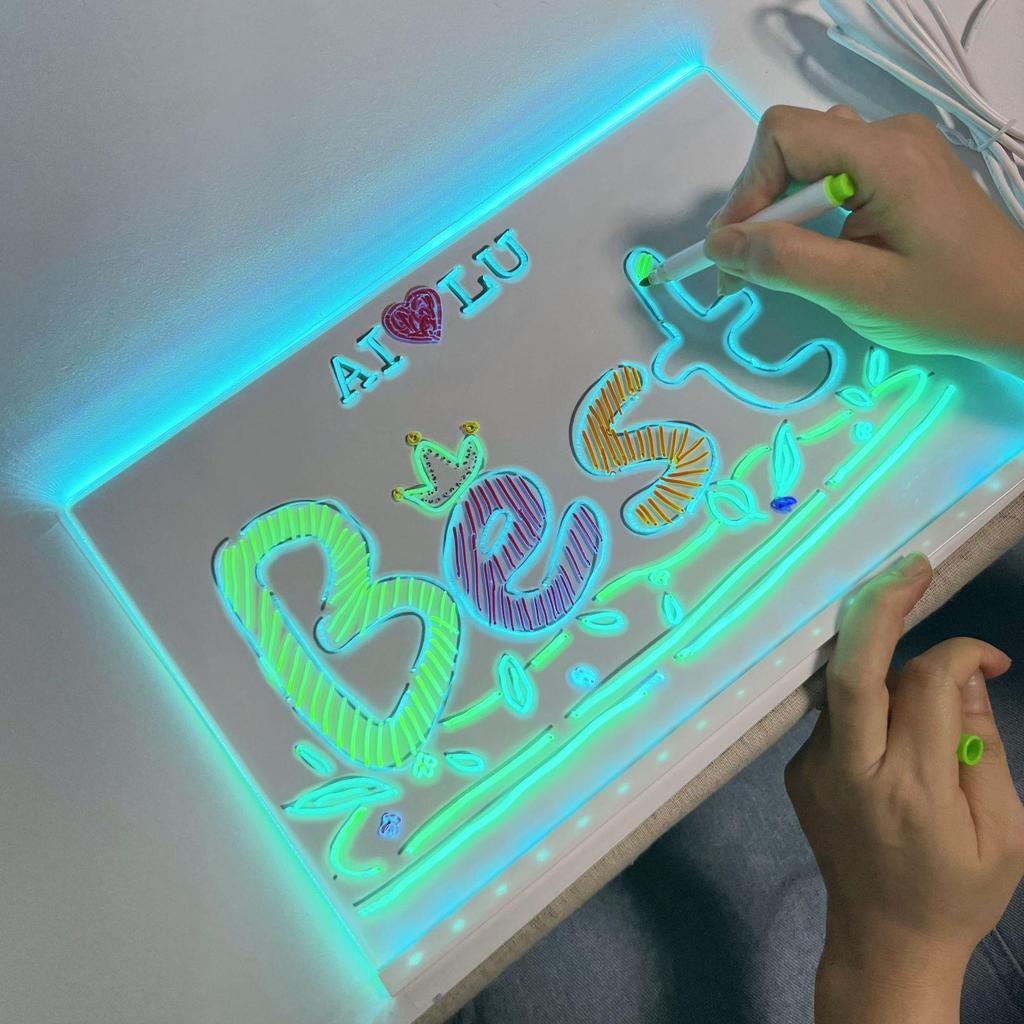 Seven-Color LED Memo Board with USB Switch: DIY Graffiti Hand-Painted Children's Drawing Light
