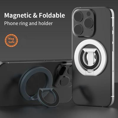 MagSafe Çift Taraflı Manyetik Telefon Halka Tutucu Taşınabilir Katlanabilir Cep Telefonu Standı Telefon Aksesuarları Destek Braketi Tutucu