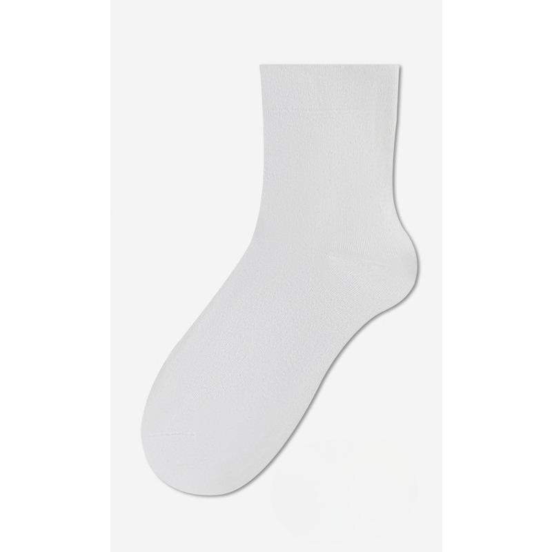 Women's Spring and Autumn Mid-calf Socks, Anti-odor and Sweat-absorbing Pure Cotton Socks, Boneless Socks, Solid Color and Versatile Socks