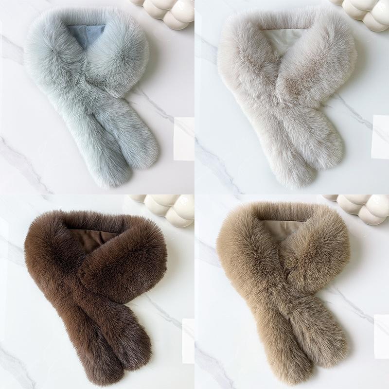 1Pcs Imitation Fox Fur Cold Resistant Collar Scarves Neck Warmers Plush Fluffy Fur Scarf Thicken Solid Color Warm Neckerchief
