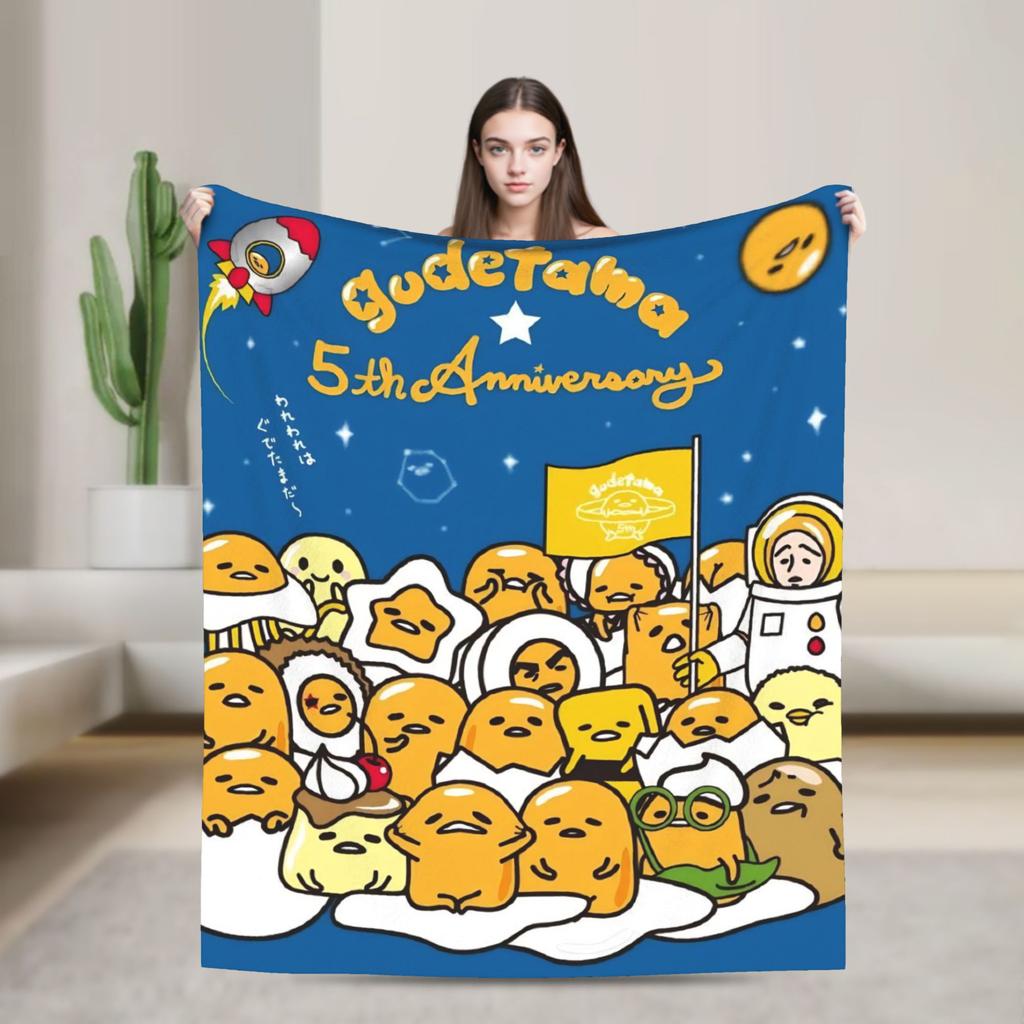 Gudetama Roztomilé Vajíčko Kreslenádeka Flanelová Ultra-Měkké Deky na Cestování Letadlem Ložnici Prošívanádeka