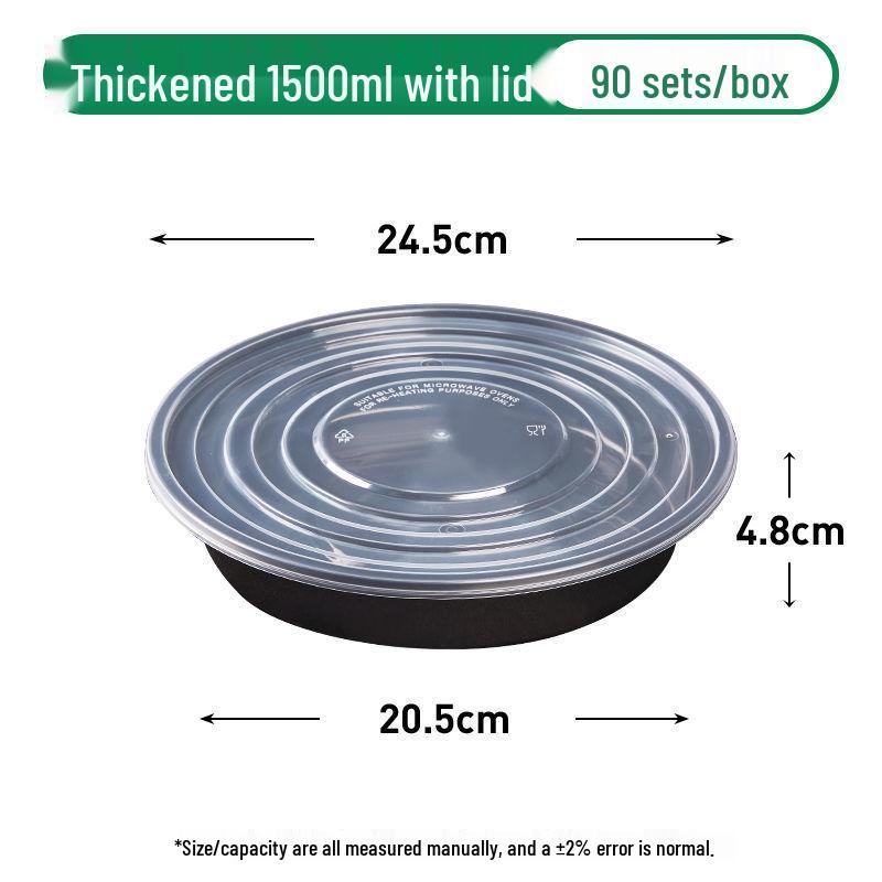 Black Round Disposable Food Containers: Thickened Soup and Fast Food Bowls