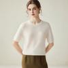 2026 Fall Winter Silk Cashmere Short Sleeve Sweater Women Crew Neck Solid Color Knit Top Commuter Thin