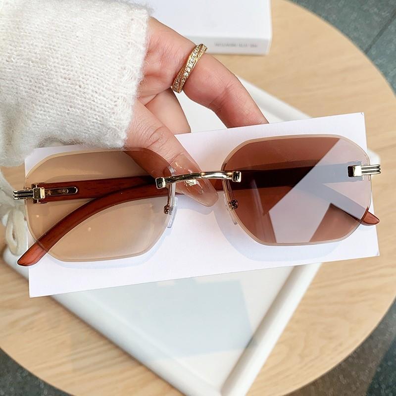 Uv400 Photochromic Sunglasses For Men With Frameless Geometric Design Suitable For Driving And Travel