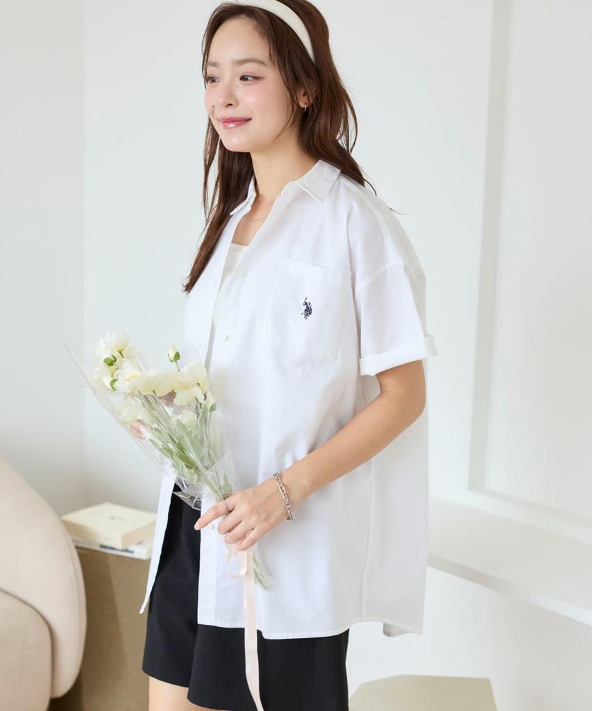 WEGO US POLO Short Sleeve Shirt with Embroidered Solid Perfect for and Size F Women's Custom-Made Color, Spring, Summer, Fall, (White)