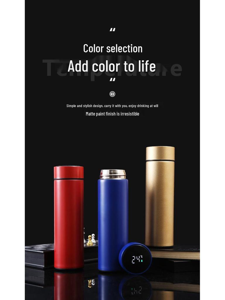 Smart termosmugg i 304 rostfritt stål: Dubbelväggig vakuumdesign med temperaturdisplay, idealisk för affärs- och kontorsbruk, anpassningsbar logotyp.