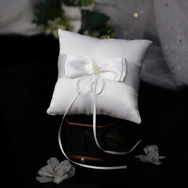 Unique Pearls Rings Bearer Pillow Cushion Bows for Proms, Anniversaries, Ceremonies, Wedding Embellishments