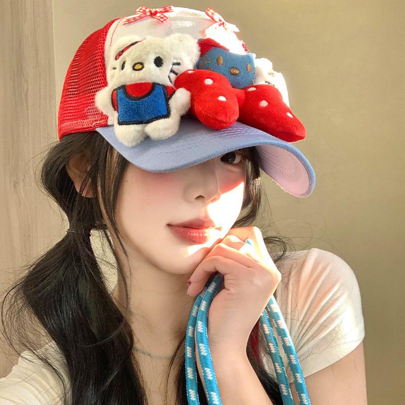 Hello Kitty Adjustable Baseball Cap With Bow For Spring Fashion Special Characters Included BowRed