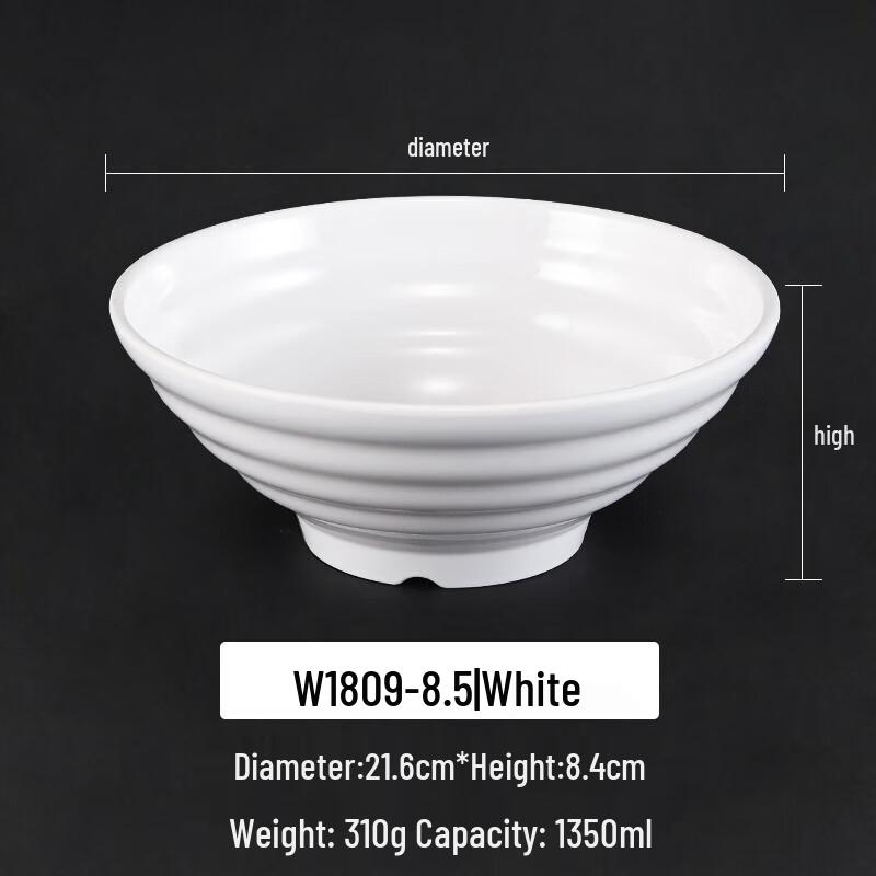 White A5 Melamine Noodle Soup Bowl, 10-Pack