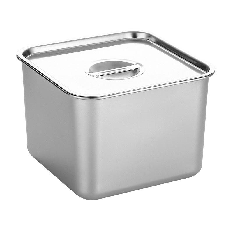 Stainless Steel Square Seasoning Jar with Lid - Commercial Kitchen Condiment Canister(Box).