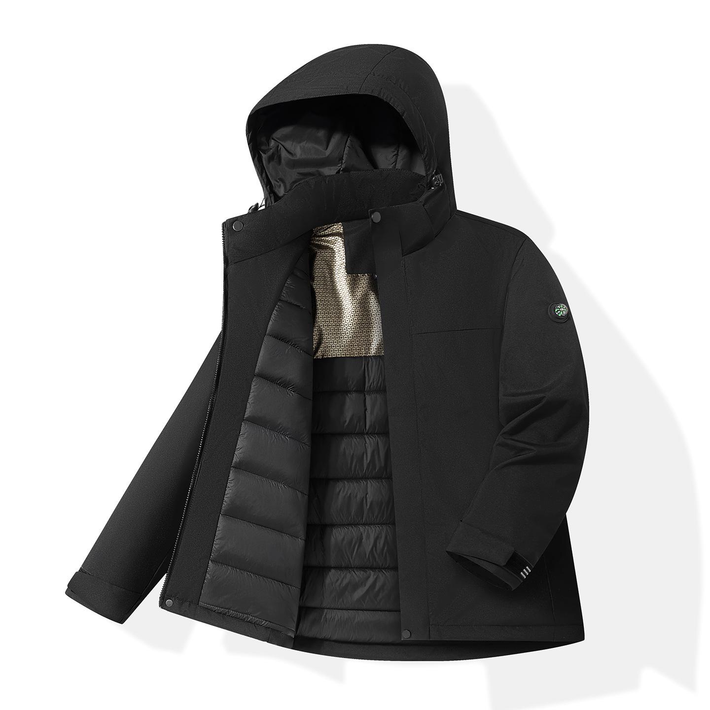 

Мужская повседневная толстовка с капюшоном, утепленная куртка, утолщенное зимнее пальто, теплая куртка на молнии с карманами, уличная ветрозащитная куртка, верхняя одежда для мужчин M чёрный