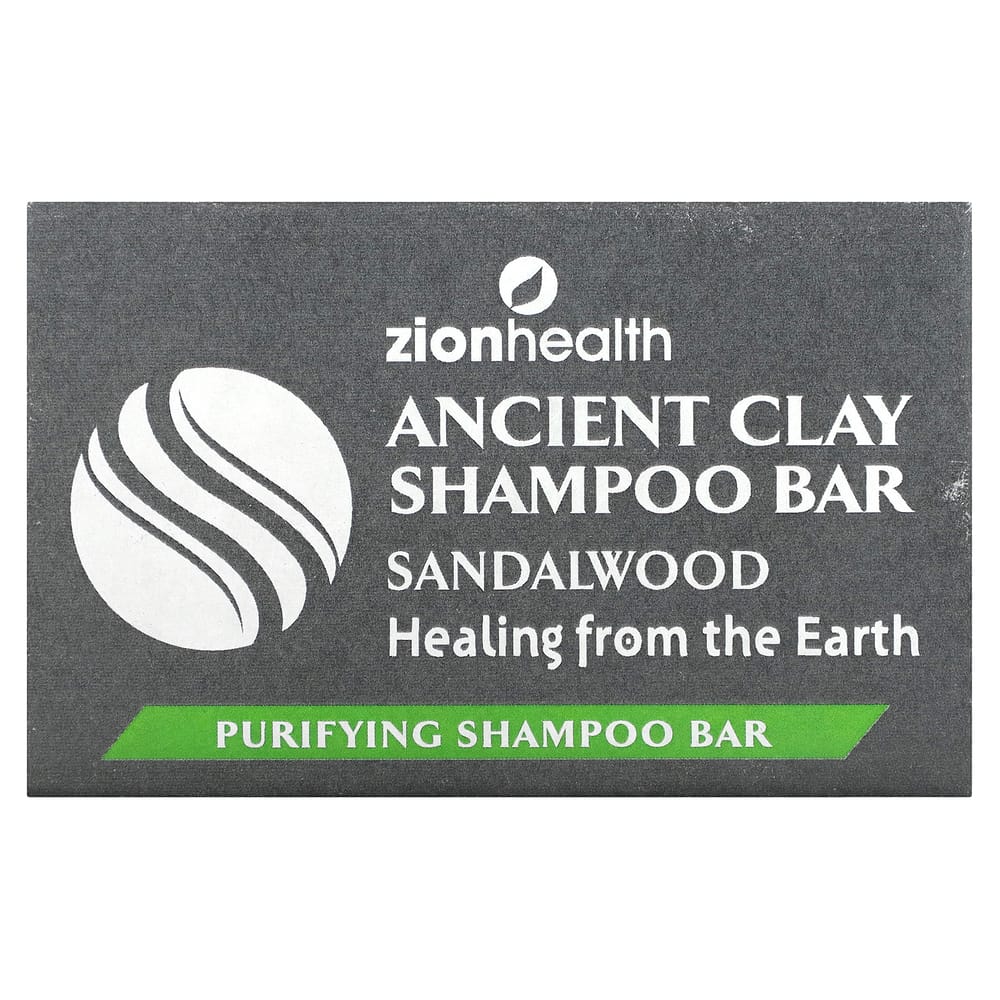 Zion Health Ancient Clay Sandalwood Shampoo Bar, 70g (2.5 oz)