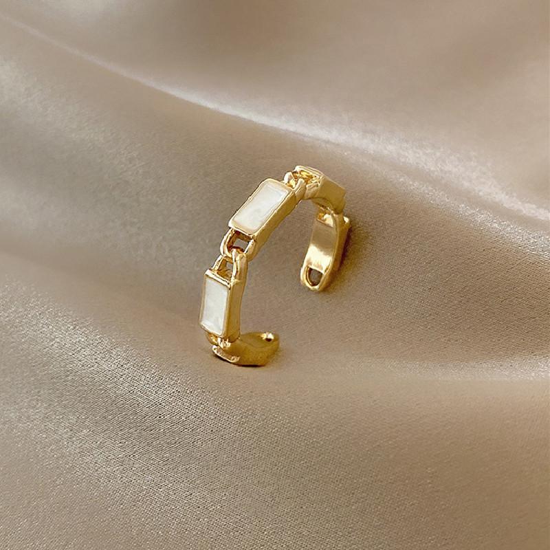 Classic Twist Chain Open Rings For Women Zircon Stainless Steel Geometric Twist Wrapped Couple Ring Wedding Aesthetic