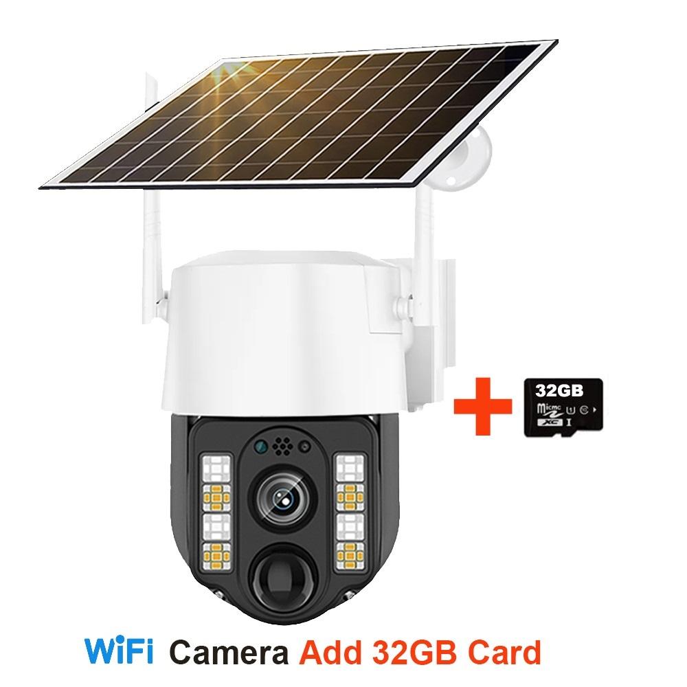 Solar-powered Surveillance Camera, Outdoor Waterproof, Wide-angle 10x Zoom, WIFI/4G Automatic Tracking Security Camera