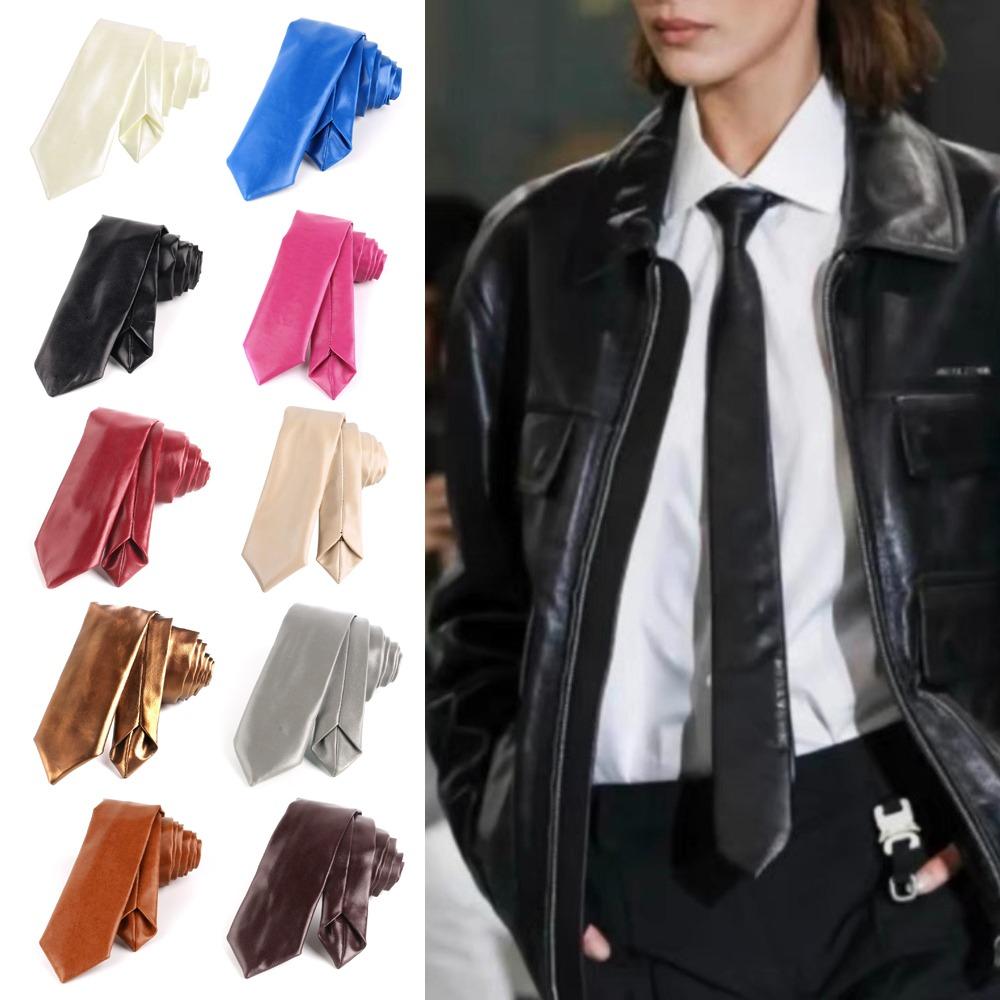 

Casual PU Leather Ties 5.5cm Wide Narrow tie Classic JK Necktie Unisex кофейный