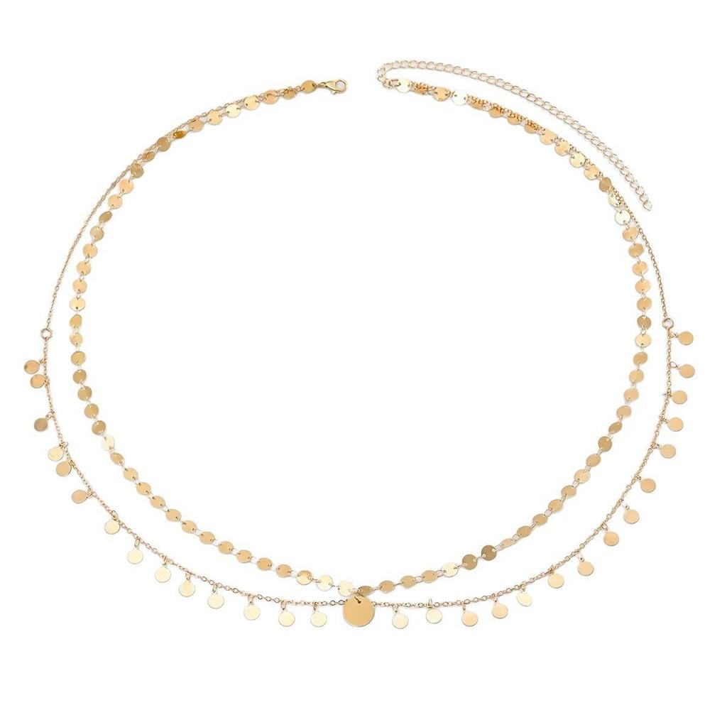 European American Layered Metal Sequins Tassel Waist Chain - Sexy Beach Body Jewelry