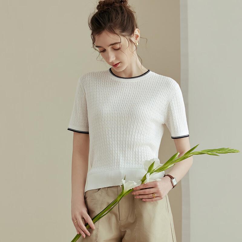 Snowforte Silk Blend Colorblock Knitted T-shirt M
