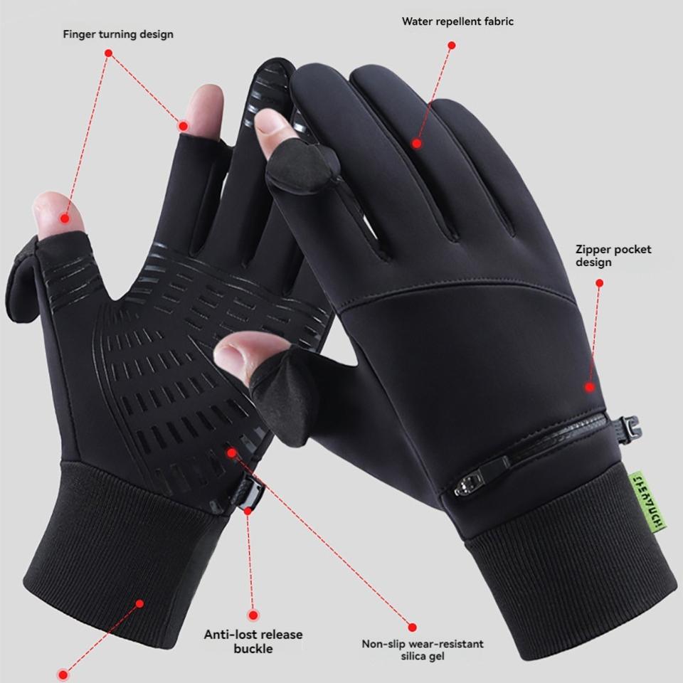 Loogdeel Touch Screen Waterproof Windproof Sports Gloves Warm Thermal Fleece Running Cycling Gloves Winter Gloves Men Gloves