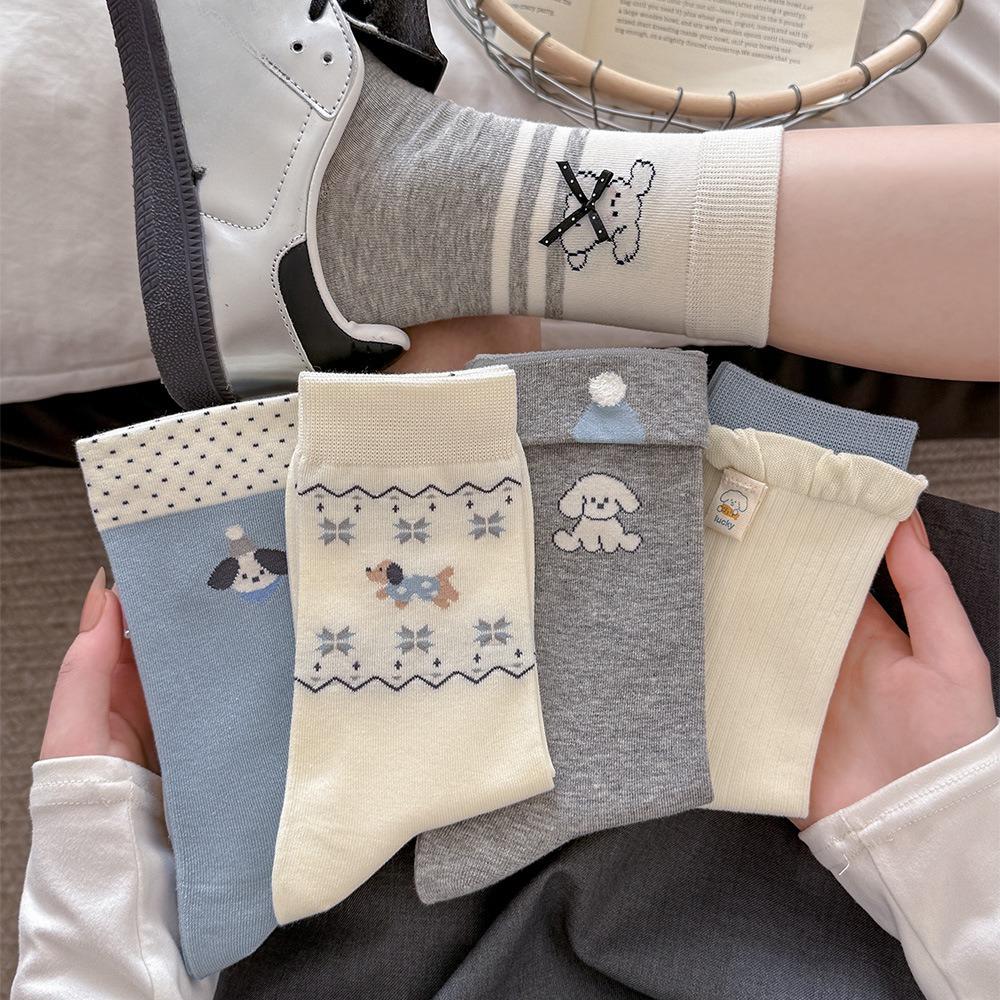 Cute Cartoon Socks - Children's Puppy Knee-high Socks with Bows, Fel Island Pile-up Socks, Boneless Student Socks