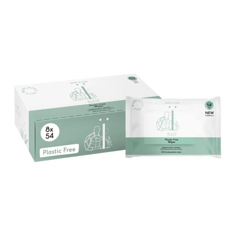 NAIF Baby Wet Wipes Plastic Free (54 pieces x 8 packs) Total 432 pieces