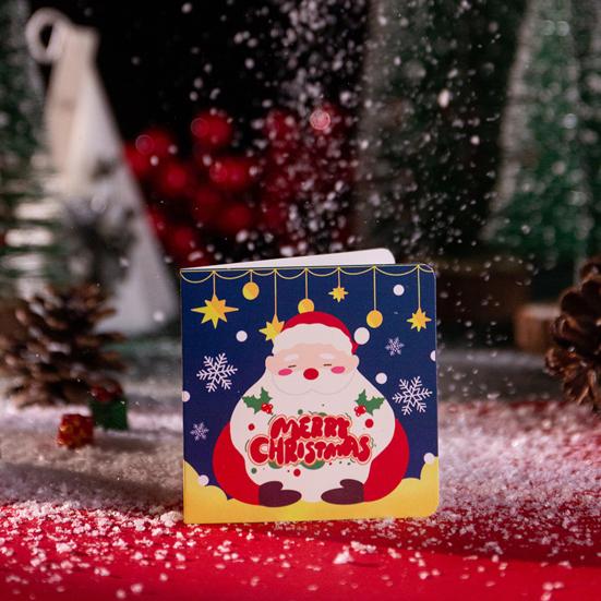 Christmas Party Favors 10Pcs Merry Greeting Cards Set, Folding Cartoon Blank Note Cards, Festive Blessing for Holiday Gift Paperboard