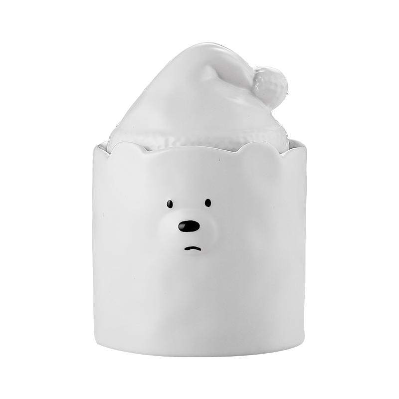 White Ceramic Bear Storage Jar Food Grains Dried Fruit Storage Jar Moisture-proof Snacks Storage Jar Kitchen Accessories 750ML