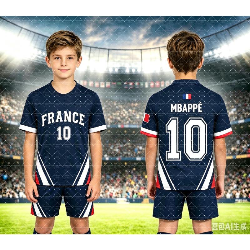 2026 Special Nr. 10 Mbappé Fußballtrikot Shorts Set Damen Frankreich Flagge Fans Shirt und Shorts Sommer Kinder 2-teiliges Set