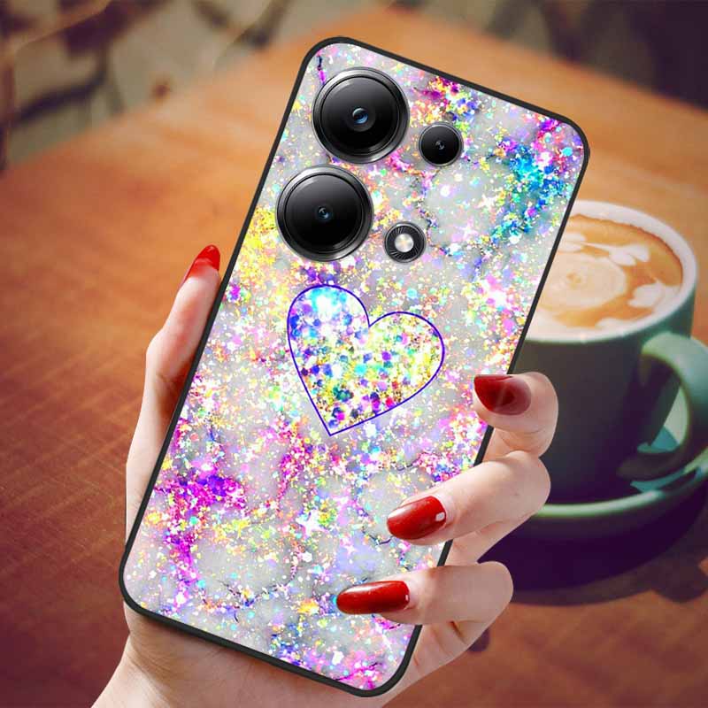For Poco M6 Pro 4G Case Fashion Marble Silicon Black Cover for Xiaomi Poco M6Pro 4G Phone Case M 6 Pro Soft Shells PocoM6Pro 4G