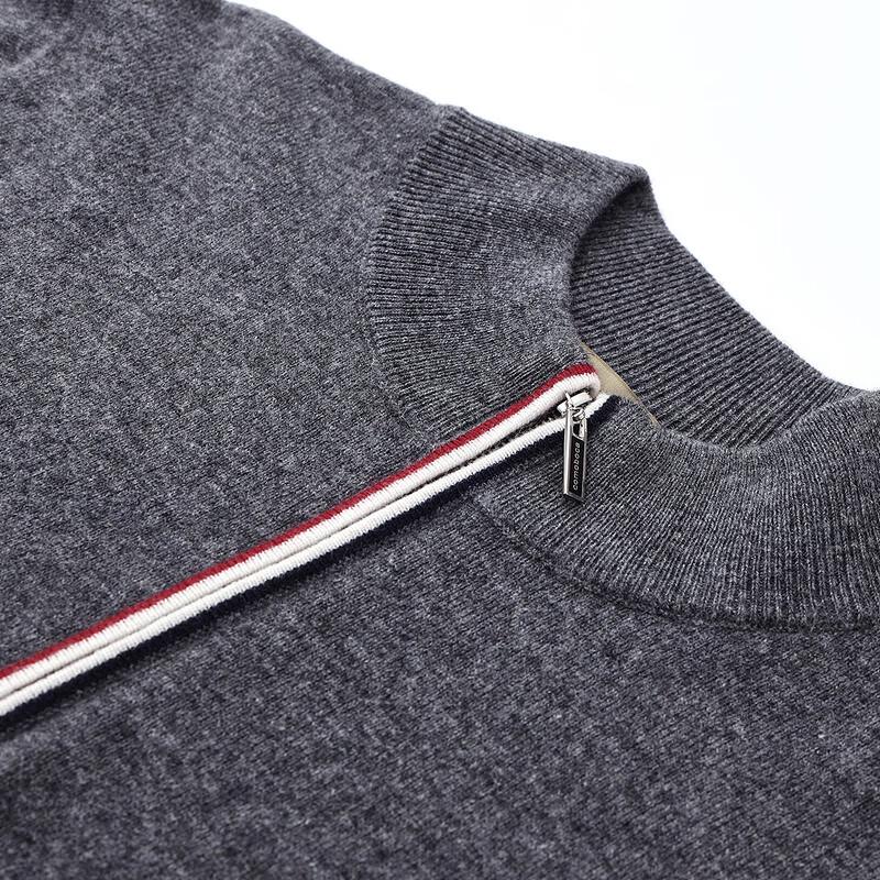 Komonboca Herren Pullover mit halbem Reißverschluss aus 100% Wolle