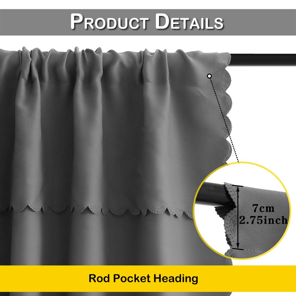 1/2 Panel Kitchen 100% Blackout Window Curtain Thermal Insulated Short Curtain Rod Pocket Tier Small Panels Privacy Curtain Tier