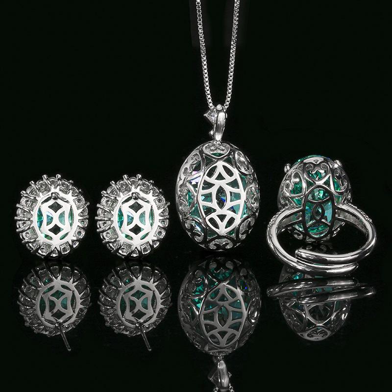 Luxuriöse geometrische Zirkonia-Schmucksets für Damen 2025 Neue Mode Ohrringe Ringe Halskette Schmuck Hochzeitsparty-Accessoires