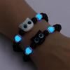 1 PC Matching Bracelets Couples Women Men Luminous Cute Cat Friendship Bracelete Black White Cat Head Bead Strand Bracelet