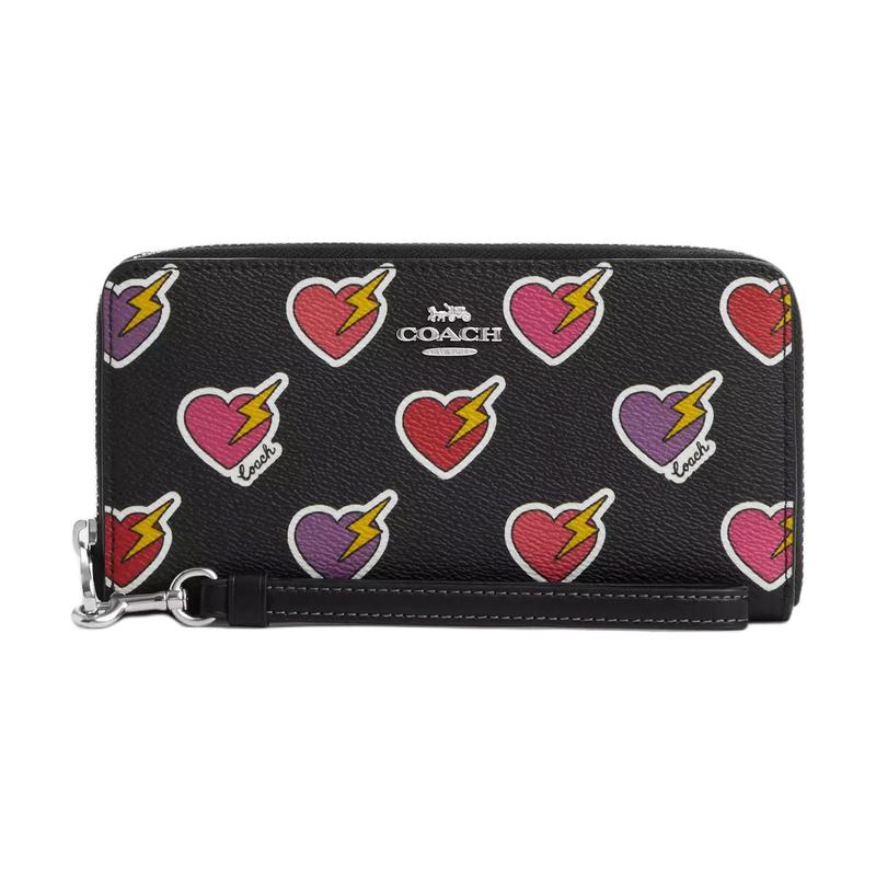 COACH 19 Brand logo zipper closure Coated canvas faux leather Wallet Regular Women s Black black чёрный