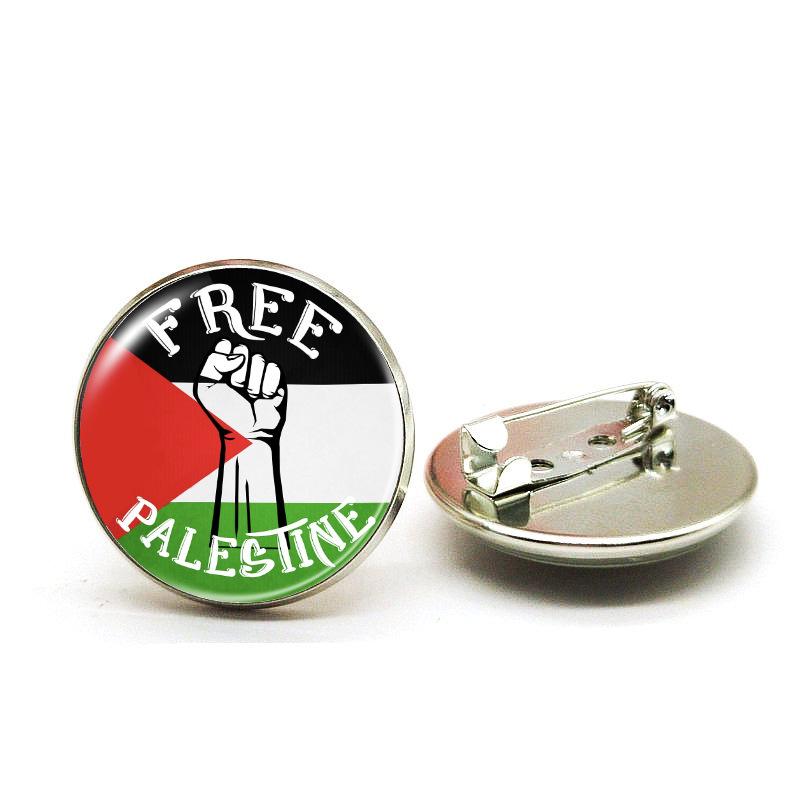 Cross Palestine Flag Peace Gem Alloy Brooch