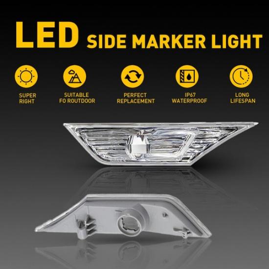 For 16-21 Honda Civic Hatchback Side LED Light Marker Turn Signal Lamp [Clear]