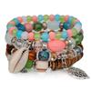 Bohemian Multi-Layer Shell Bracelet, Leaf Pendant, Crystal Resin Bracelet, Personalized Rice Bead Bracelet Generation