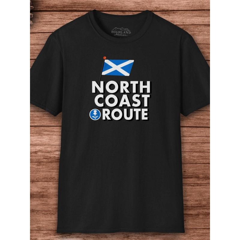 NC500 Scottish Highlands Road Trip T-Shirt - Unisex Souvenir Top with NC500 Route Design, Breathable Casual Wear for Scotland Travel, North Coast 500