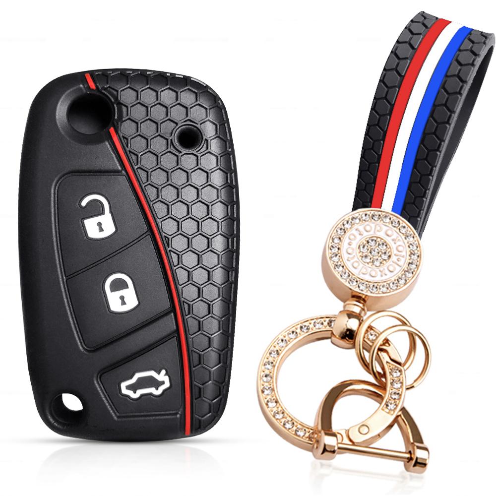 Silicone Key Cover Fob Shell Case For Fiat Panda Grande Punto Stilo Street Ka Urban Bravo Dot Ducato Doblo 500 Car Keychain