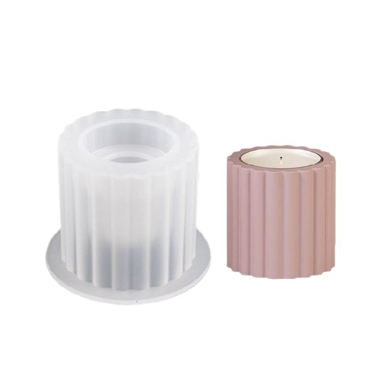 

Striped Cylindrical Candle Holder Silicone Mold Columnar DIY Candlestick Molds S