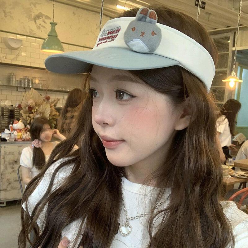 

Мультяшная шляпа от солнца с открытым верхом Кролик для бега и спорта на открытом воздухе, защита от солнца, можно носить с хвостиком, бейсболка без верха