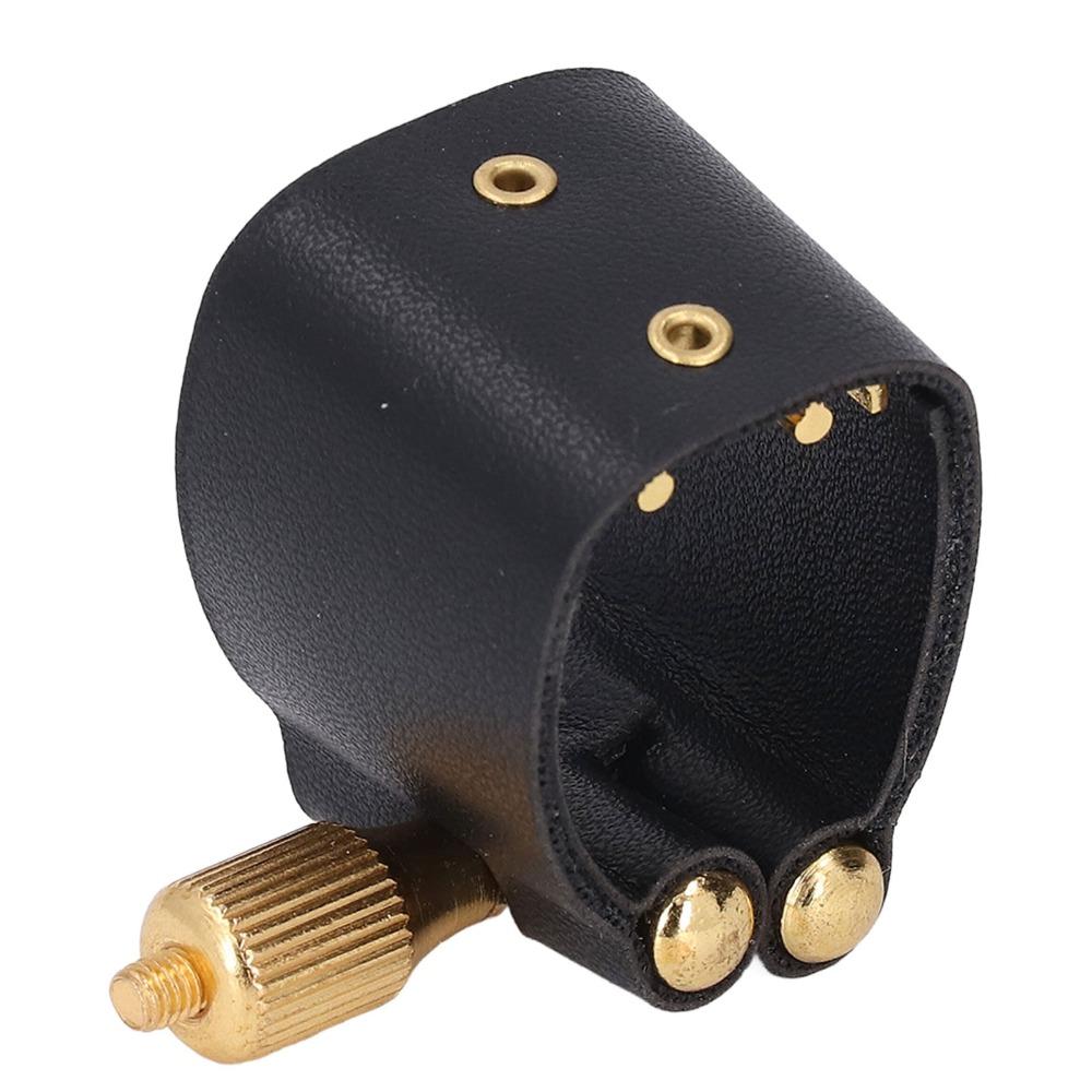 Leather And Metal Sax Mouthpiece Ligature Black Color Saxophone Ligature Strap For Alto Saxophone